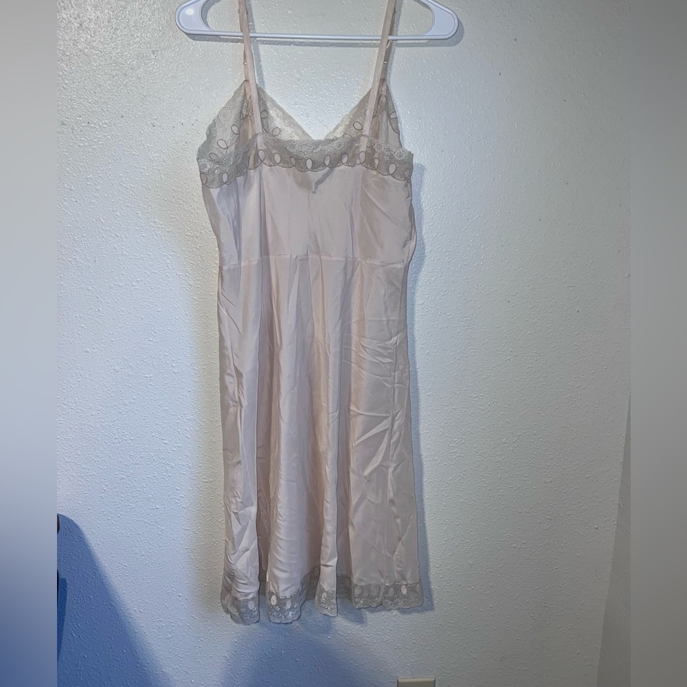Elegant Cream Lace Trim Slip Dress - Picture 3 of 8